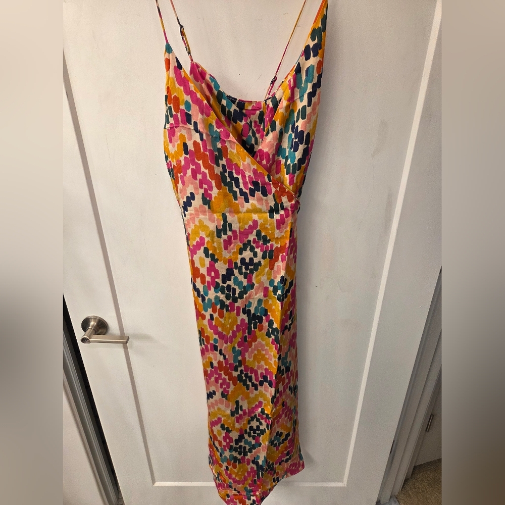 NWT - Marine Layer Tencel Bright Multicolor Archive Emma Wrap Midi Dress-Size XL - Picture 10 of 16